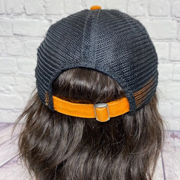 NASA Lunar Mission Trucker hat Mesh Cap Strap Back Orange Black Mad Engine - Picture 3 of 8